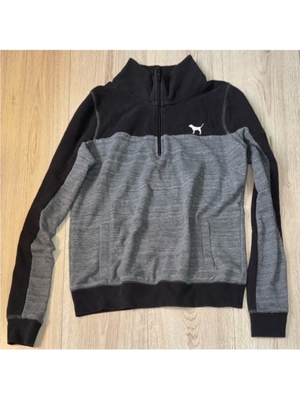 Victoria’s Secret pink black grey quarter zip sweatshirt